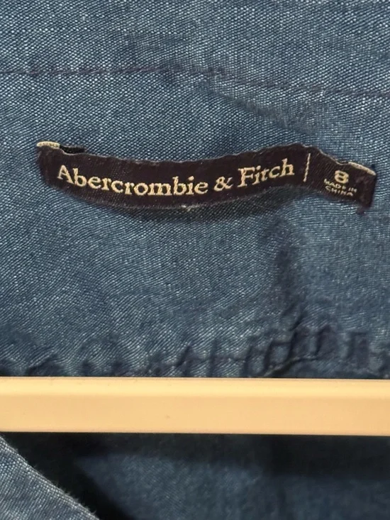 Abercrombie & Fitch Denim Blue Long-Sleeve Romper with Tie Waist - Picture 2 of 9